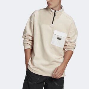 Adidas Mens Beige Quarter-Zip Pullover Shirt L